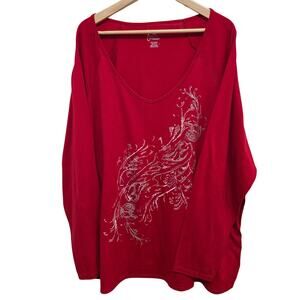 Red‎ Long Sleeve Tunic Top Blouse Love Holiday Women's Plus Size 30W/32W